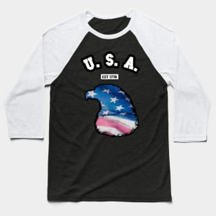 🦅 USA, 1776, Eagle Head Flag, American Patriotic Baseball T-Shirt